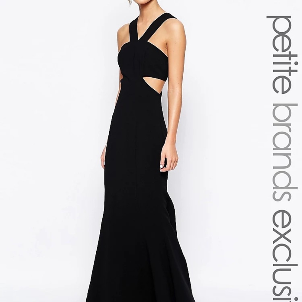 Jarlo London Black Cut Out V Neck Maxi Dress